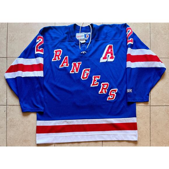 Brian LEETCH #2 New York Rangers 2000s CCM jersey XL blue NHL hockey vintage - Picture 2 of 11